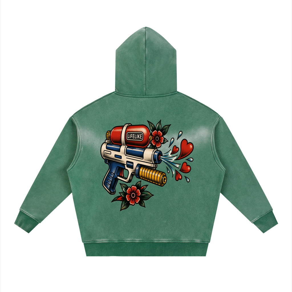 Sunfade Two-way Zipper Boxy Fleece Hoodie