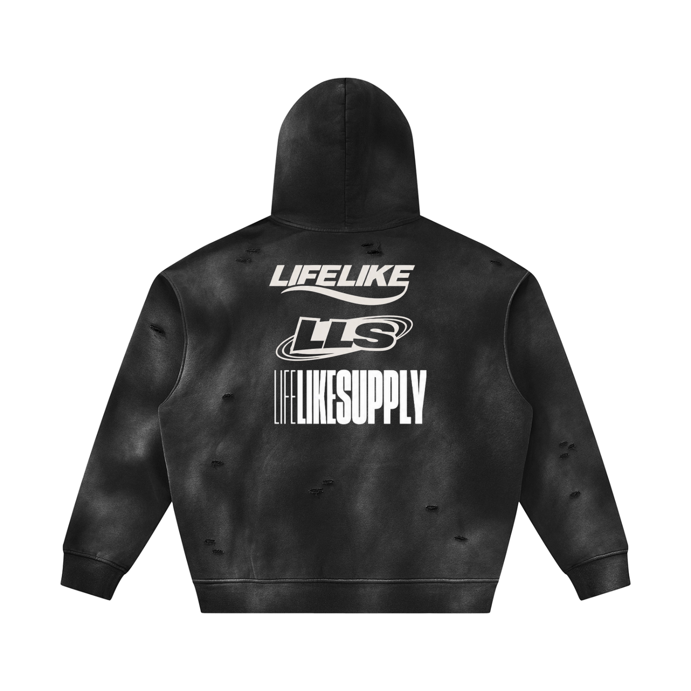 Unisex Sunfade Frayed Fleece Hoodie