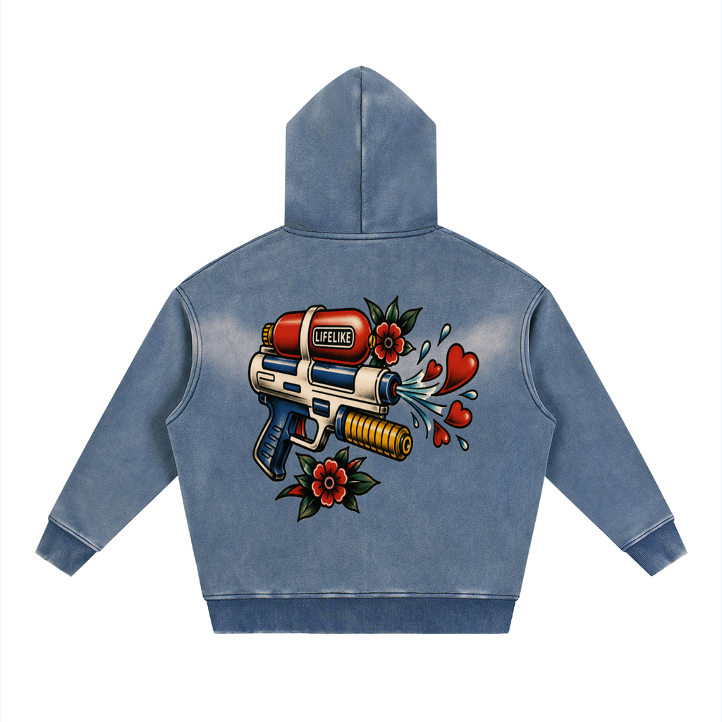 Sunfade Two-way Zipper Boxy Fleece Hoodie