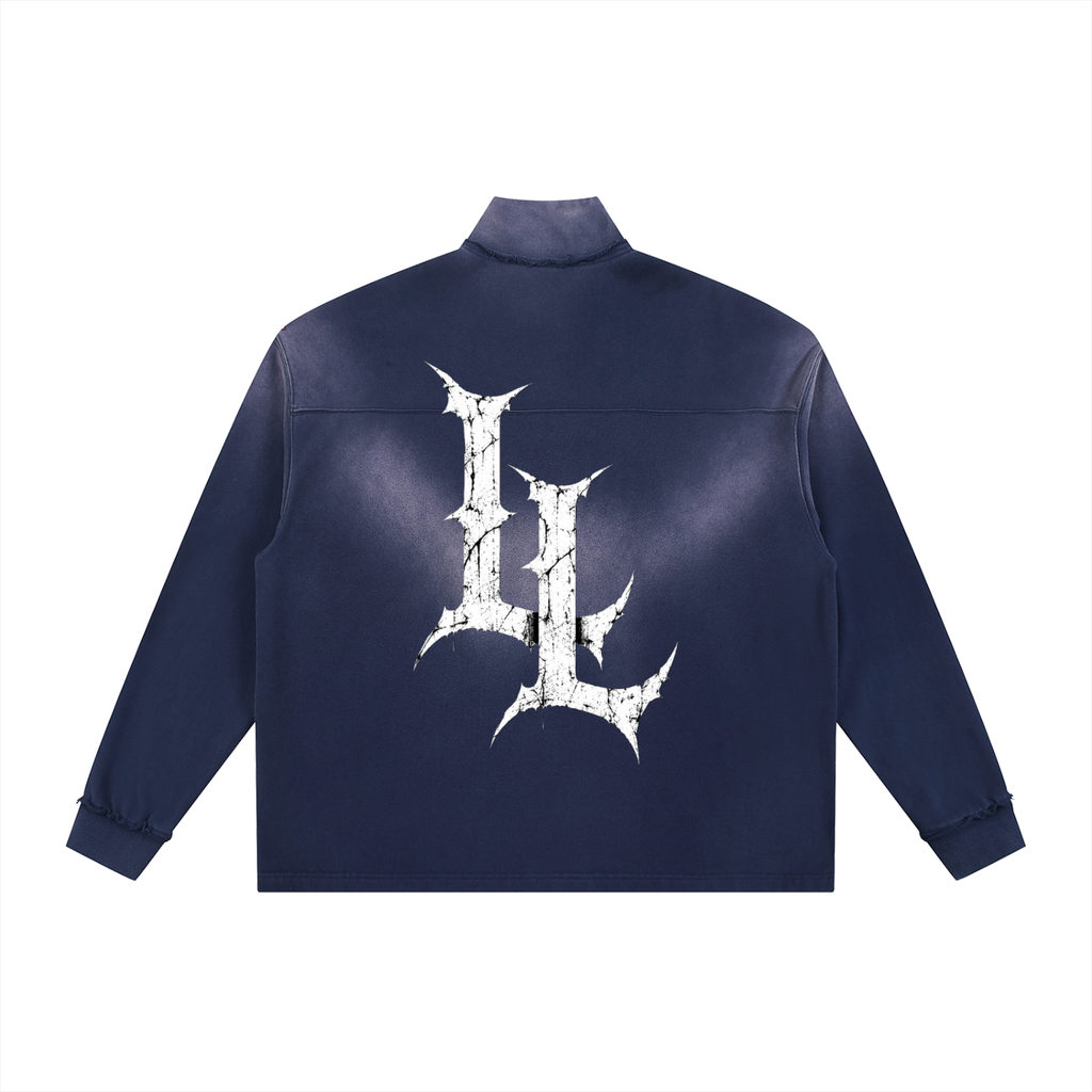 Sun Fade Raw Edge Quarter-Zip Sweatshirt