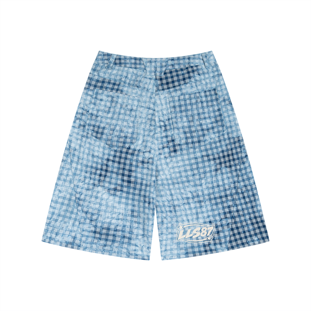 Unisex Vintage Wash Plaid Shorts