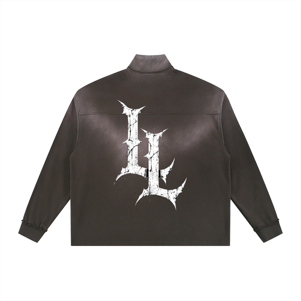 Sun Fade Raw Edge Quarter-Zip Sweatshirt