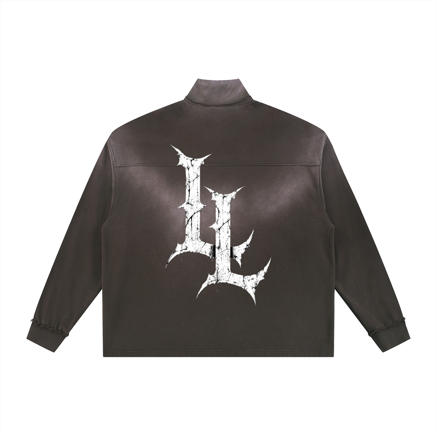 Sun Fade Raw Edge Quarter-Zip Sweatshirt