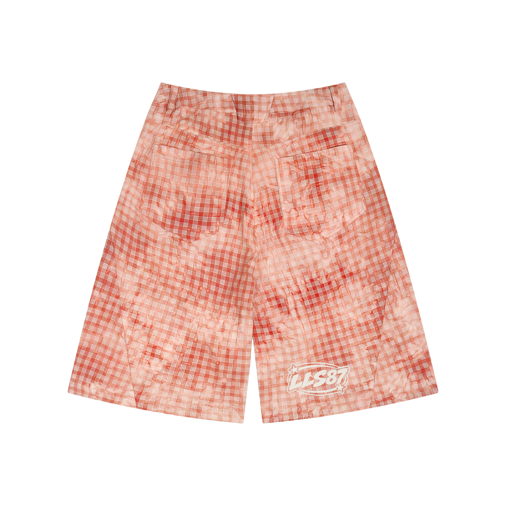 Unisex Vintage Wash Plaid Shorts