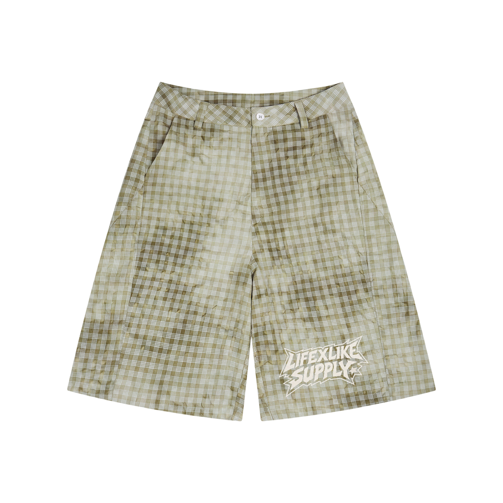 Unisex Vintage Wash Plaid Shorts