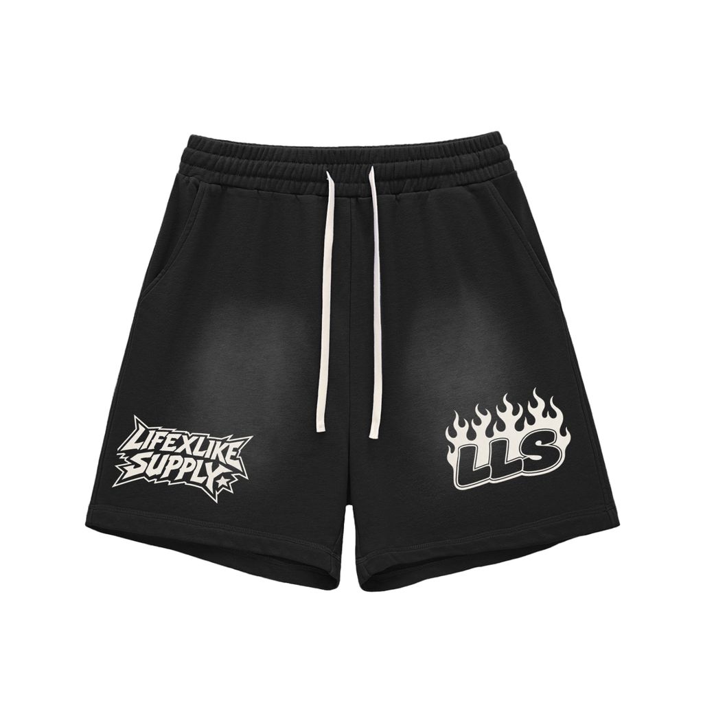 Sun Fade Raw Edge Cotton Shorts