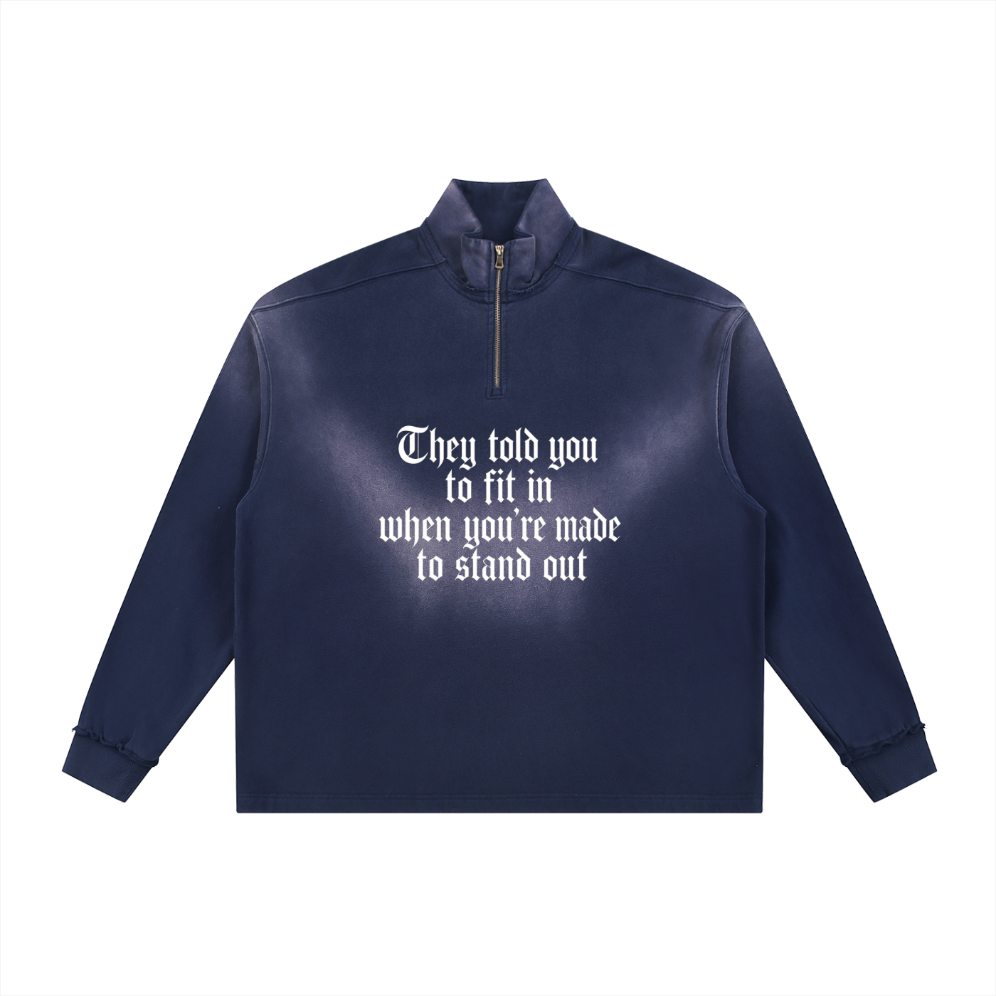 Sun Fade Raw Edge Quarter-Zip Sweatshirt