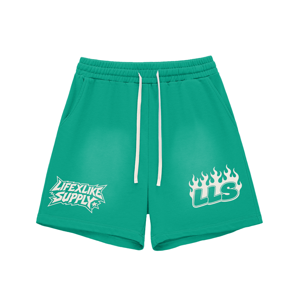 Sun Fade Raw Edge Cotton Shorts