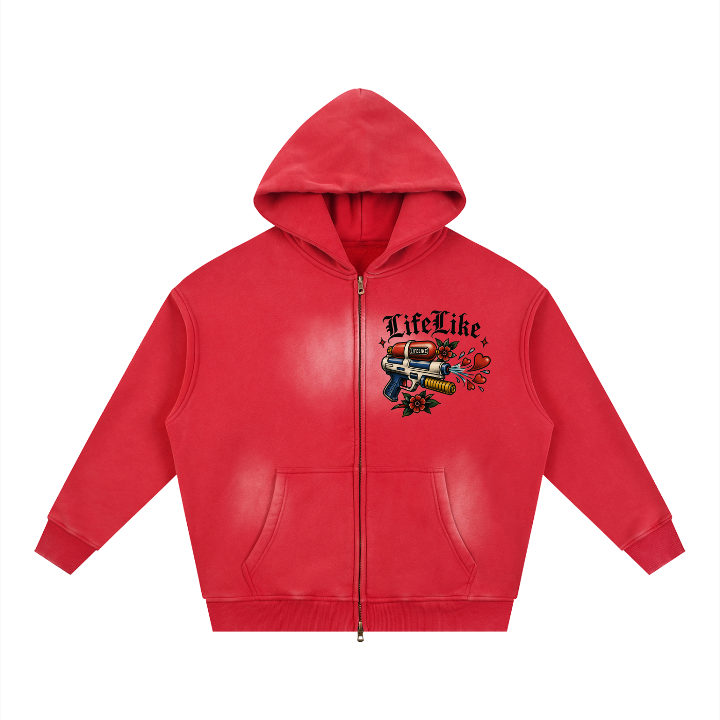 Sunfade Two-way Zipper Boxy Fleece Hoodie