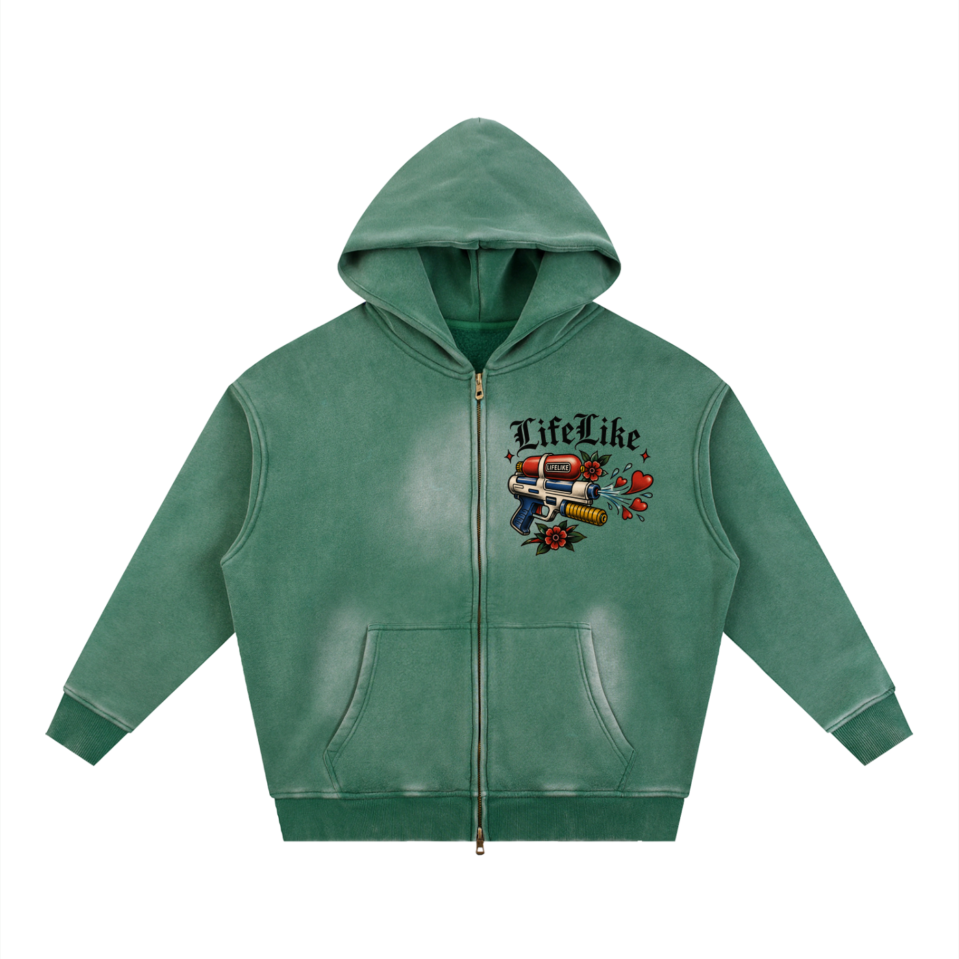 Sunfade Two-way Zipper Boxy Fleece Hoodie