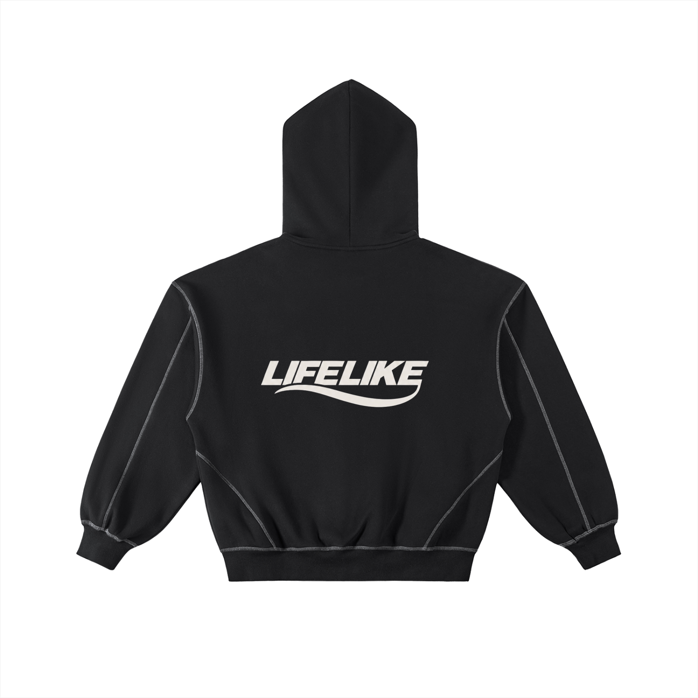 Contrast-Stitched Boxy Fleece Zip Hoodie